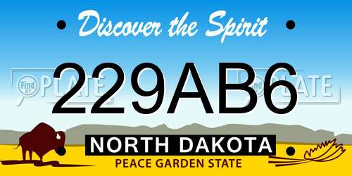 229AB6 North Dakota License Plate
