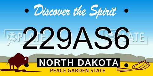 229AS6 North Dakota License Plate
