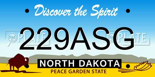 229ASG North Dakota License Plate
