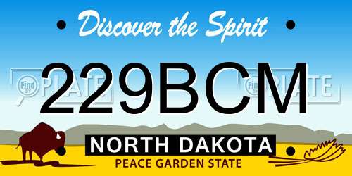 229BCM North Dakota License Plate