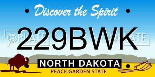229BWK North Dakota License Plate