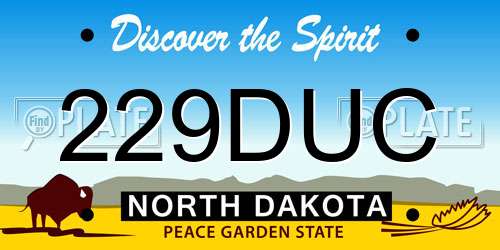 229DUC North Dakota License Plate