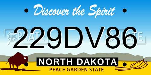 229DV86 North Dakota License Plate