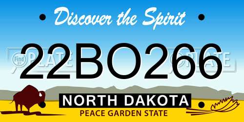 22BO266 North Dakota License Plate