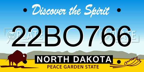 22BO766 North Dakota License Plate