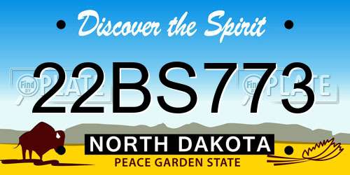22BS773 North Dakota License Plate