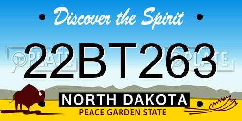 22BT263 North Dakota License Plate