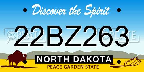 22BZ263 North Dakota License Plate