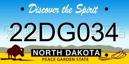 22DG034 North Dakota License Plate