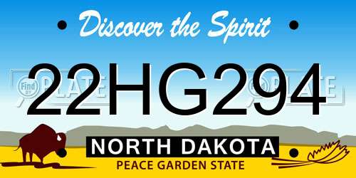 22HG294 North Dakota License Plate