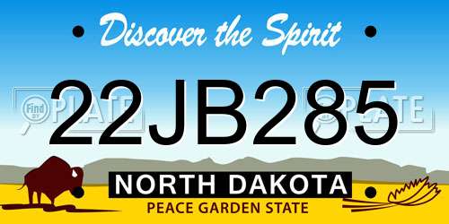 22JB285 North Dakota License Plate