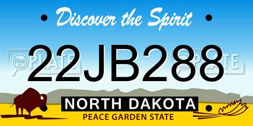 22JB288 North Dakota License Plate