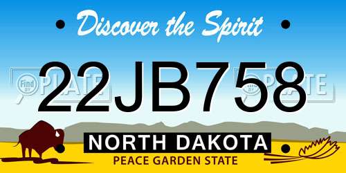 22JB758 North Dakota License Plate