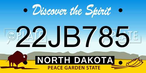22JB785 North Dakota License Plate