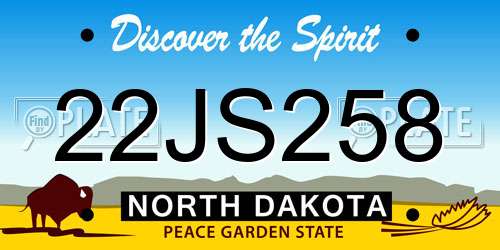 22JS258 North Dakota License Plate