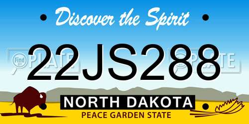 22JS288 North Dakota License Plate