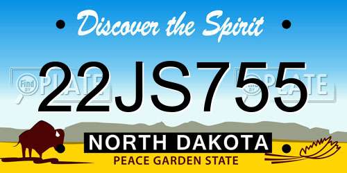 22JS755 North Dakota License Plate
