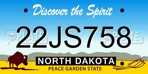 22JS758 North Dakota License Plate