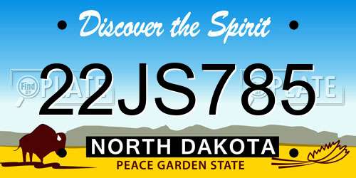 22JS785 North Dakota License Plate