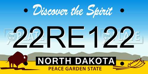 22RE122 North Dakota License Plate