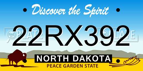 22RX392 North Dakota License Plate