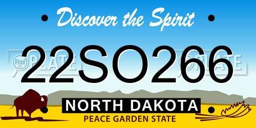 22SO266 North Dakota License Plate