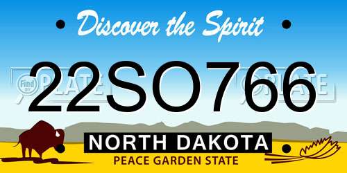 22SO766 North Dakota License Plate