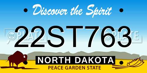 22ST763 North Dakota License Plate