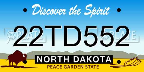 22TD552 North Dakota License Plate