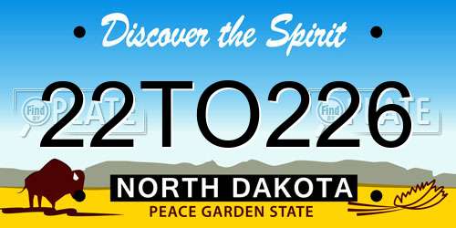 22TO226 North Dakota License Plate