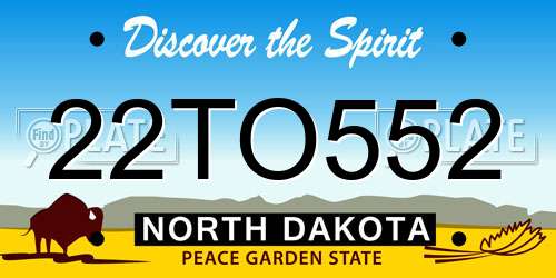 22TO552 North Dakota License Plate