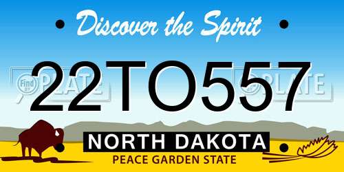 22TO557 North Dakota License Plate