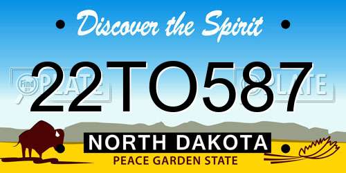 22TO587 North Dakota License Plate