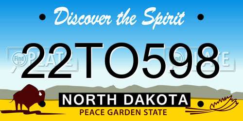 22TO598 North Dakota License Plate
