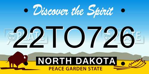 22TO726 North Dakota License Plate