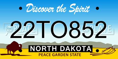22TO852 North Dakota License Plate