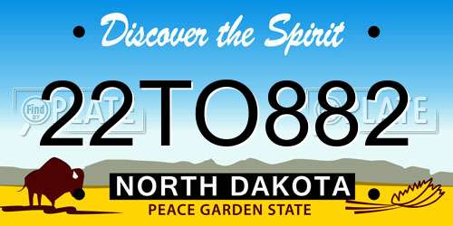 22TO882 North Dakota License Plate