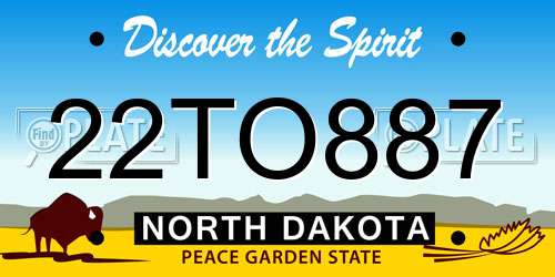 22TO887 North Dakota License Plate