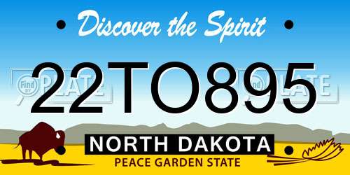 22TO895 North Dakota License Plate