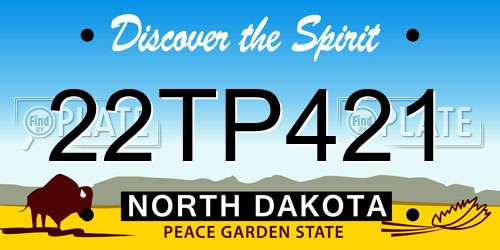 22TP421 North Dakota License Plate