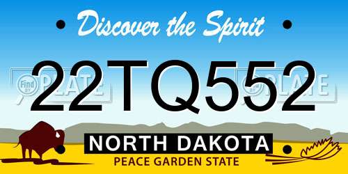 22TQ552 North Dakota License Plate