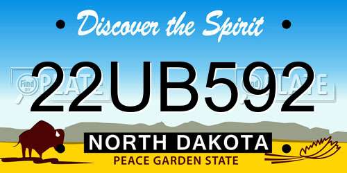 22UB592 North Dakota License Plate