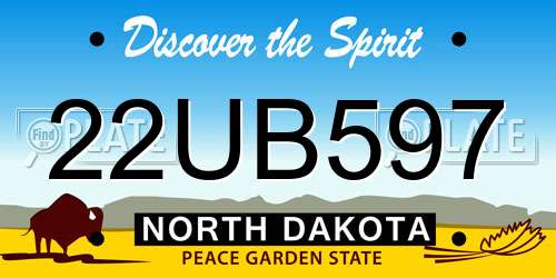 22UB597 North Dakota License Plate