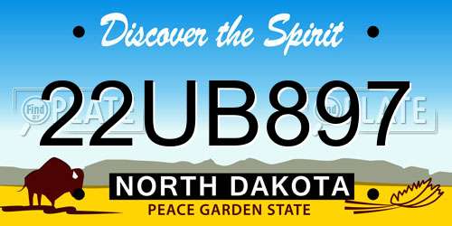 22UB897 North Dakota License Plate