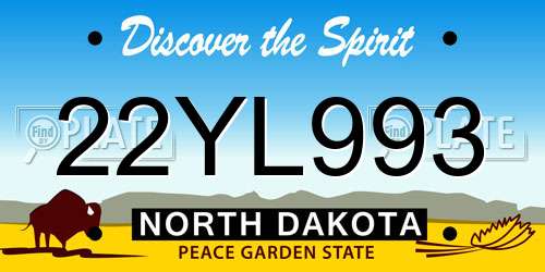22YL993 North Dakota License Plate