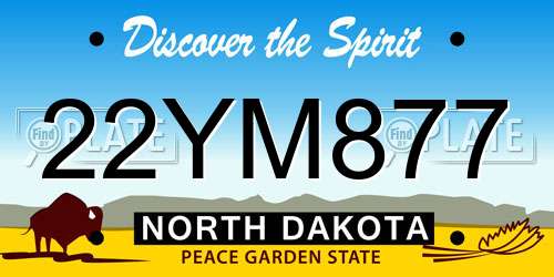 22YM877 North Dakota License Plate