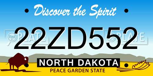 22ZD552 North Dakota License Plate