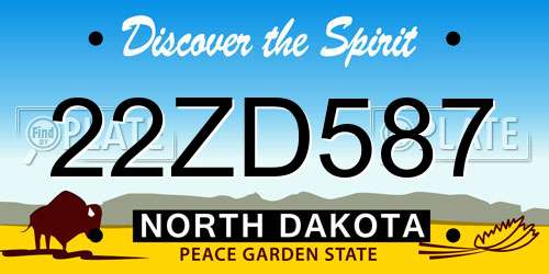 22ZD587 North Dakota License Plate