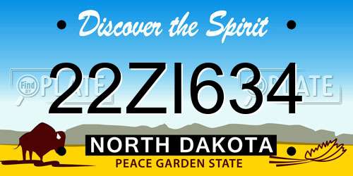 22ZI634 North Dakota License Plate