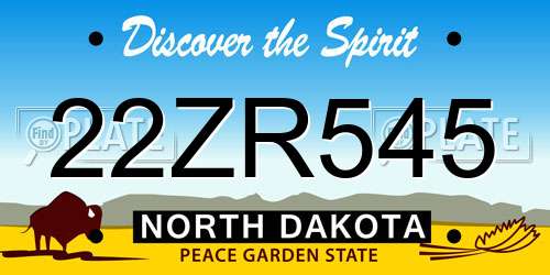 22ZR545 North Dakota License Plate